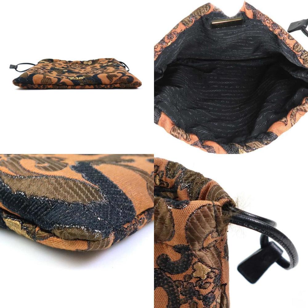 Prada Pouch Drawstring Acrylic Brown - image 4